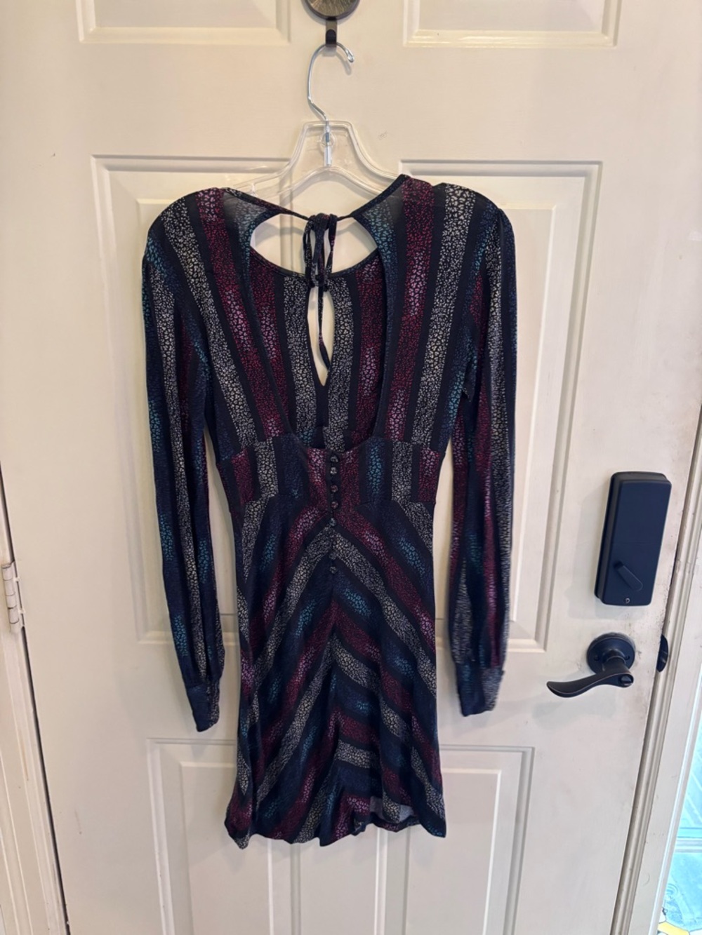Free People Long-Sleeve Chevron Dress in Blue, Red, Purple, Black, Cream - Picture 4 of 6